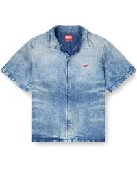 DIESEL - D-Nabil-Fsg Distressed Denim Bowling Shirt - Lyst