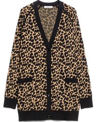 Max Mara - Leopard Patterned V-Neck Cardigan - Lyst