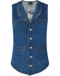 Pinko - Galiceno Button-Up Denim Waistcoat - Lyst