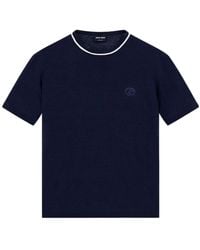 Giorgio Armani - Logo-Embroidered Short-Sleeved Knitted Jumper - Lyst