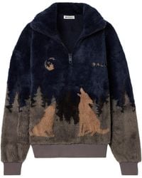 Bally - Printed Fleece Half-Zip Jacket - Lyst