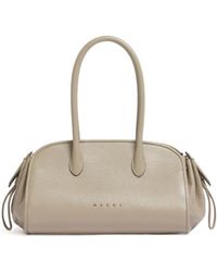 Marni - Taupe Leather Tulipea Small Top-Handle - Lyst