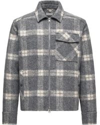 Moncler - Logo Patch Zip-Up Tartan Shirt - Lyst