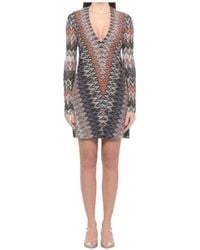 Missoni - Chevron Knit V-Neck Knitted Dress - Lyst