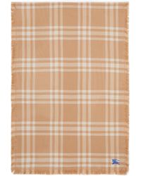 Burberry - Logo Embroidered Check-Pattern Frayed-Edge Scarf - Lyst