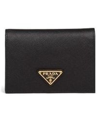 Prada - Logo Plaque Fold-Over Wallet - Lyst