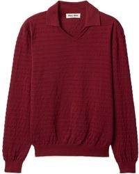 Miu Miu - Embroidered Knit Polo Top - Lyst