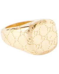 Gucci - Gg Motif Signet Ring - Lyst