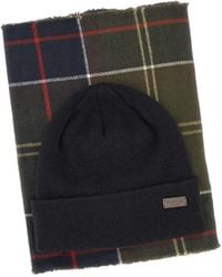 Barbour - Plaid Scarf Knitted Hat Two-Piece Package - Lyst