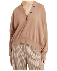 Brunello Cucinelli - V-Neck Buttoned Jumper - Lyst