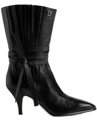 DSquared² - Logo-Plaque Self-Tie Leather Boots - Lyst