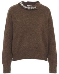 Liu Jo - Embellished Round-Neck Knitted Sweater - Lyst