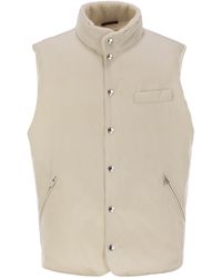 Brunello Cucinelli - Sleeveless Down Jacket With Sheepskin Collar - Lyst