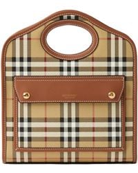Burberry - Hollow-Handle Checkered Mini Tote Bag - Lyst