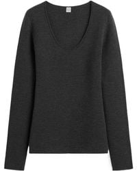 TOTEME - Compact Knit Top Charcoal - Lyst