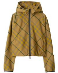 Burberry - Check-Pattern Zip-Up Hooded Jacket - Lyst