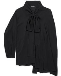 Balenciaga - Long-Sleeve Silk Scarf Blouse - Lyst