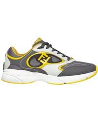 Fendi - Mesh And Leather Low-Tops - Lyst