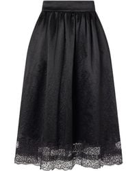 Maria McManus - Lace-Trimmed Crinkled Satin Midi Skirt - Lyst