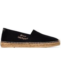 Saint Laurent - Logo Embroidered Slip-On Espadrilles - Lyst