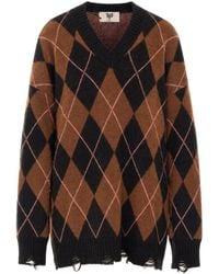 Aniye By - Rebby Argyle V-Neck Knitted Sweater - Lyst