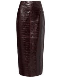Nour Hammour - Elyse Croc-Effect Leather Pencil Skirt - Lyst