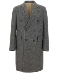 Eleventy - Herringbone Double-Breasted Coat - Lyst