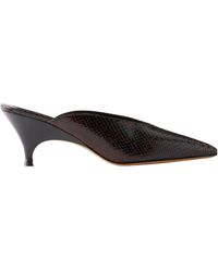 Le Monde Beryl - Snake-Effect Leather Mules - Lyst