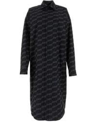 Balenciaga - All-Over Logo Printed Poplin Shirt Dress - Lyst
