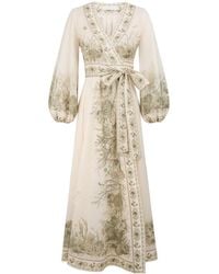 Zimmermann - "Wonderlust" Wrap Midi Dress - Lyst