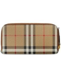 Burberry - Checked All-Around Zip-Up Wallet - Lyst