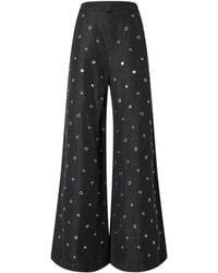 Pinko - Eyelet Detailed Wide Leg Jeans - Lyst
