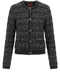 Gucci - Lamé Check Jacquard Cardigan - Lyst