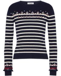 Valentino - Logo Embroidered Striped Jumper - Lyst