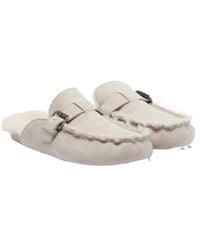 Brunello Cucinelli - Shearling-Lined Suede Slippers - Lyst