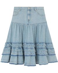 Ganni - Ruffled Tiered-Hem Midi Skirt - Lyst