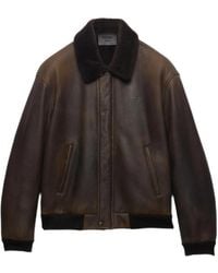 Prada - Shearling Bomber Jacket - Lyst