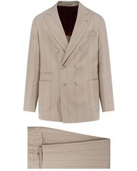 Brunello Cucinelli - Double-Breasted Striped Suit - Lyst