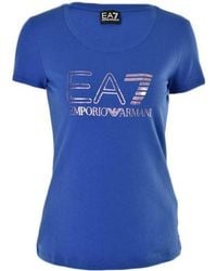 EA7 - Round-Necked Logo T-Shirt - Lyst