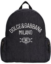 Dolce & Gabbana - Denim Backpack With Logo - Lyst