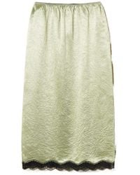 Twinset - Satin Lace Trim Midi Skirt - Lyst