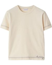 Burberry - Logo Embroidered Crewneck T-Shirt - Lyst