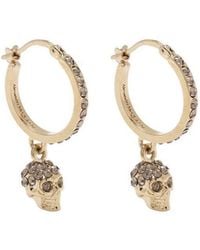 McQueen - Skull Embellished Hoop Earrings - Lyst