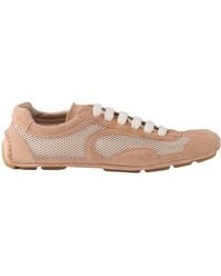 Prada - Mesh-Panelled Lace-Up Sneakers - Lyst