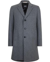 BOSS - Wool-Blend Overcoat - Lyst