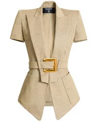 Balmain - Belted Gabardine Anthem Jacket - Lyst