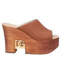 Dolce & Gabbana - Minimalist Leather Slide Sandals - Lyst