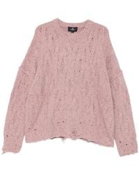 Represent - Distressed Cable Knit Sweater - Lyst