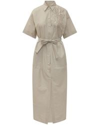 Brunello Cucinelli - Dazzling Seabed Embroidery Poplin Dress - Lyst
