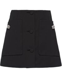 Prada - Crystal-Embellished Wool Mini Skirt - Lyst